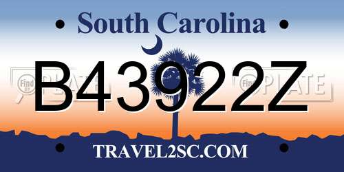 B43922Z South Carolina License Plate