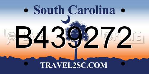 B439272 South Carolina License Plate