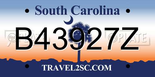 B43927Z South Carolina License Plate