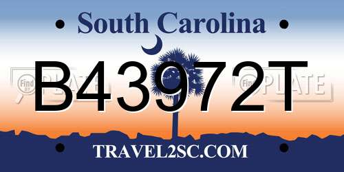 B43972T South Carolina License Plate