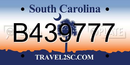 B439777 South Carolina License Plate