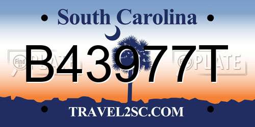 B43977T South Carolina License Plate