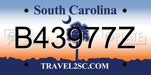 B43977Z South Carolina License Plate