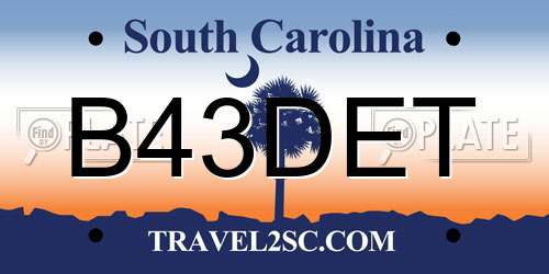B43DET South Carolina License Plate