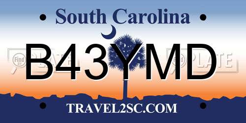 B43YMD South Carolina License Plate