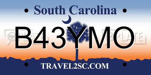 B43YMO South Carolina License Plate