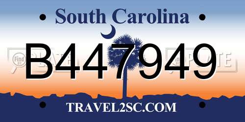 B447949 South Carolina License Plate