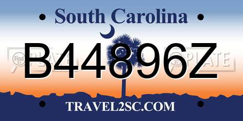 B44896Z South Carolina License Plate