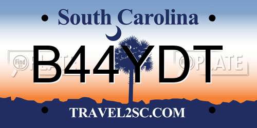 B44YDT South Carolina License Plate