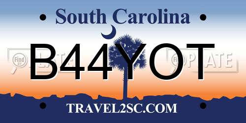 B44YOT South Carolina License Plate