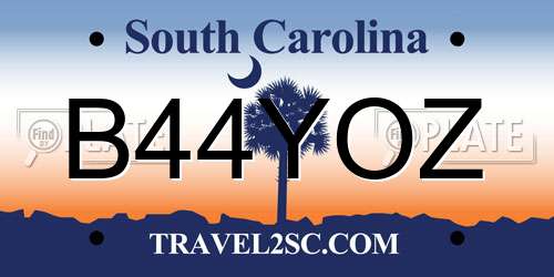 B44YOZ South Carolina License Plate
