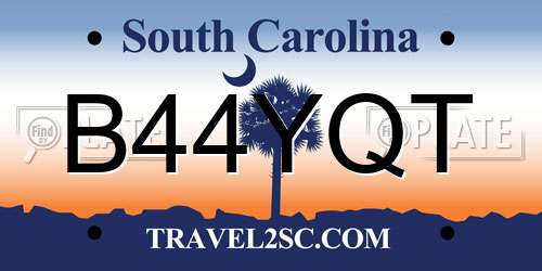 B44YQT South Carolina License Plate