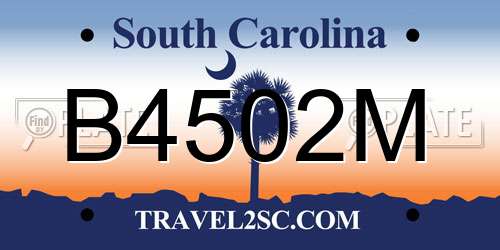 B4502M South Carolina License Plate