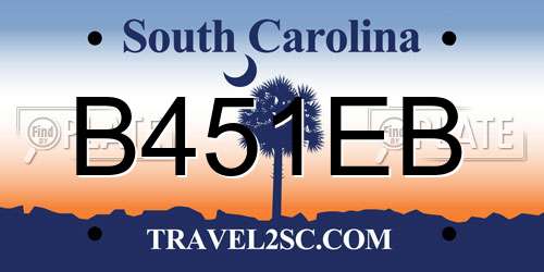 B451EB South Carolina License Plate