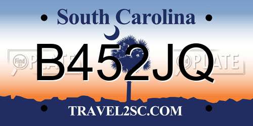 B452JQ South Carolina License Plate