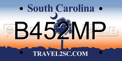 B452MP South Carolina License Plate
