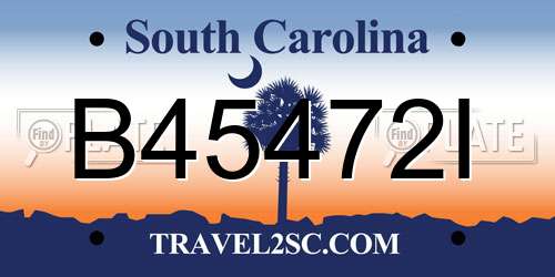 B45472I South Carolina License Plate