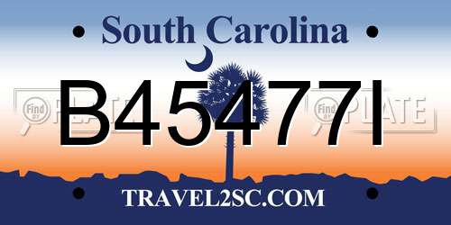 B45477I South Carolina License Plate