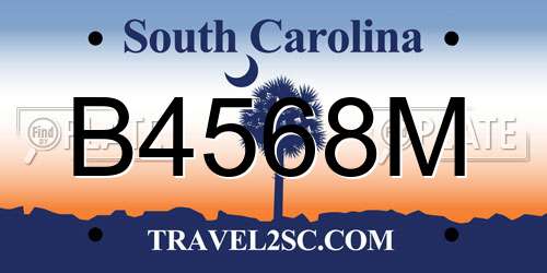 B4568M South Carolina License Plate