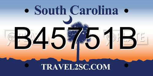 B45751B South Carolina License Plate