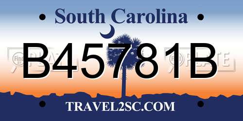 B45781B South Carolina License Plate