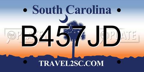 B457JD South Carolina License Plate