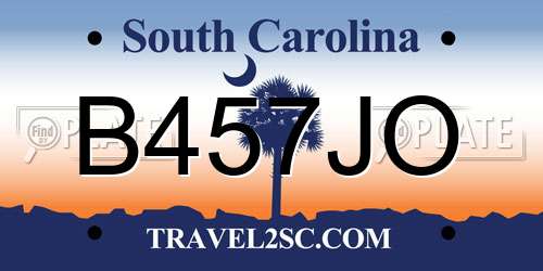 B457JO South Carolina License Plate