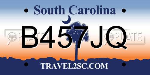 B457JQ South Carolina License Plate