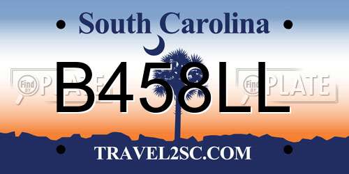 B458LL South Carolina License Plate
