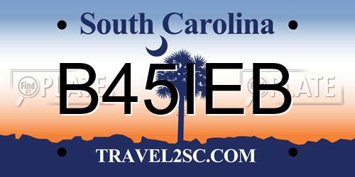 B45IEB South Carolina License Plate