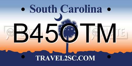 B45OTM South Carolina License Plate