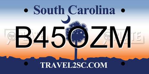 B45OZM South Carolina License Plate