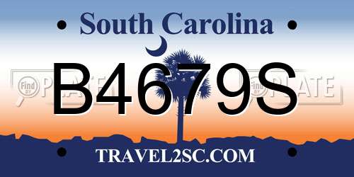 B4679S South Carolina License Plate