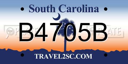 B4705B South Carolina License Plate