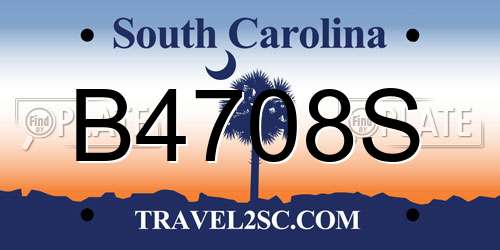 B4708S South Carolina License Plate