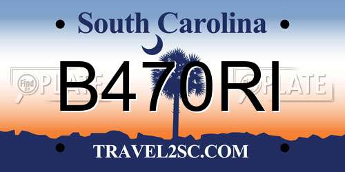 B470RI South Carolina License Plate