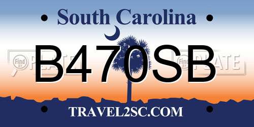 B470SB South Carolina License Plate