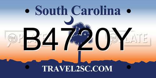 B4720Y South Carolina License Plate