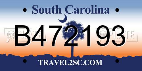 B472193 South Carolina License Plate