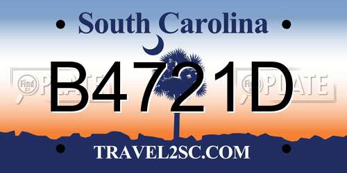 B4721D South Carolina License Plate