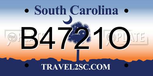 B4721O South Carolina License Plate
