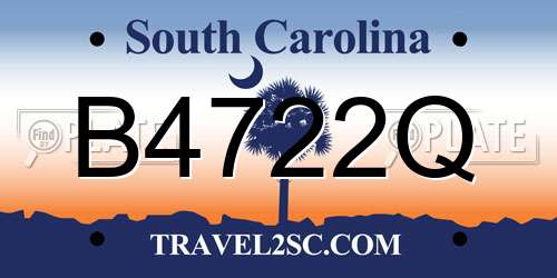 B4722Q South Carolina License Plate