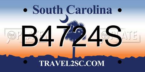 B4724S South Carolina License Plate