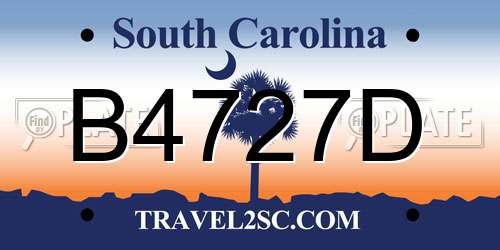B4727D South Carolina License Plate