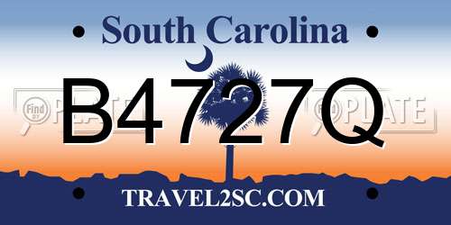 B4727Q South Carolina License Plate