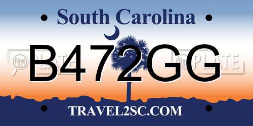 B472GG South Carolina License Plate