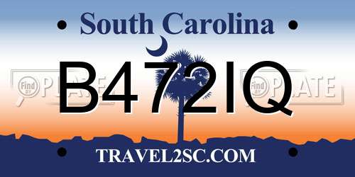 B472IQ South Carolina License Plate