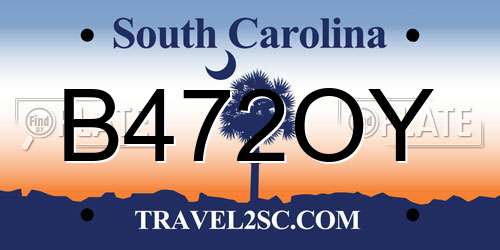 B472OY South Carolina License Plate
