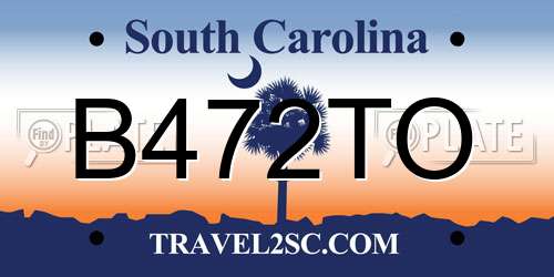 B472TO South Carolina License Plate