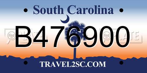 B476900 South Carolina License Plate